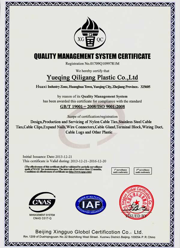 leyu·乐鱼 ISO9001 Certificate Qiligang